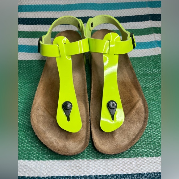 🎉✨ Birkenstock Kairo Womens Lime Green Leather Thong Sandals EU39 L8 M6 250 - Picture 1 of 16